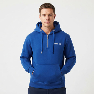 Sweat-shirt à capuche pour hommes, vente en gros, haute qualité, taille standard, 100% coton épais, écologique, respirant, doublé, demi-zip - Product Image 4