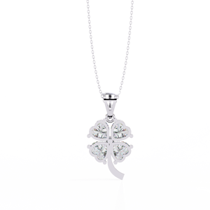 Collier pendentif trèfle à quatre feuilles en diamant de laboratoire certifié IGI, or blanc, bijoux fins pour cadeau, mariage, fête - Product Image 2