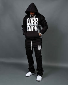 Men's Light Blue Hooded <b>Tracksuit</b> Set Full Zip Sweatshirt and Pants Streetwear Loose Fit Cotton Two Piece Sweatsuit Autumn Wear - Product Image 4