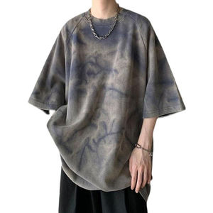 Camiseta de Algodón 100% Estampada Extra Grande para Hombre, Venta al por Mayor, 200G, Unisex, Estilo Urbano, Hip Hop, Vintage, Lisa para Hombre - Product Image 1