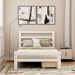 Letto a piattaforma in legno con due cassetti, elegante mobile in legno - Product Image 2