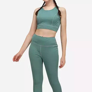Ensemble de yoga pour femmes, 2 pièces, coupe longue, uni, respirant, écologique, léger, pour l'entraînement physique - Product Image 2