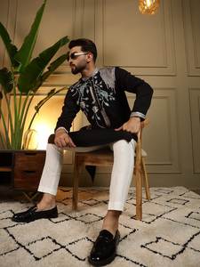 Nouvelle collection de kurtas en soie pour hommes, vêtements ethniques de créateurs, broderies, ensemble pyjama, grandes tailles disponibles, pour les fêtes - Product Image 6