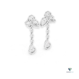 Pendientes de Oro Blanco de 1.78ct con Diamantes Cultivados en Laboratorio en Forma de Pera y Ovalados, Pendientes de Oro Sólido de 14K con Múltiples Piedras en Capas para Mujer - Product Image 2