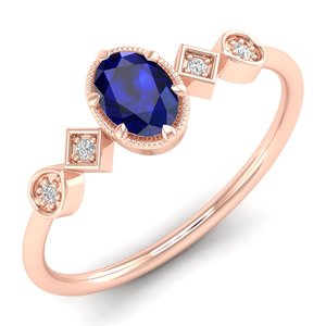 REYES Wholesale Price Oval Cut 0.5Ct Blue Sapphire Gemstone <b>Rings</b> in 925 Sterling <b>Silver</b> Moissanite Engagement <b>Solitaire</b> <b>Rings</b> - Product Image 2