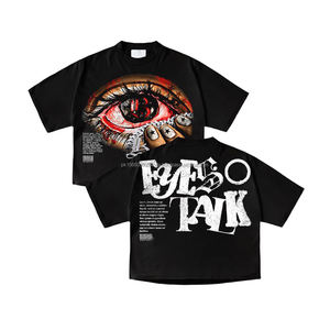 Camiseta personalizada para hombre con estampado de diamantes de imitación, de algodón grueso, estilo urbano, corte holgado, vintage, con lavado ácido y gráfico. - Product Image 4