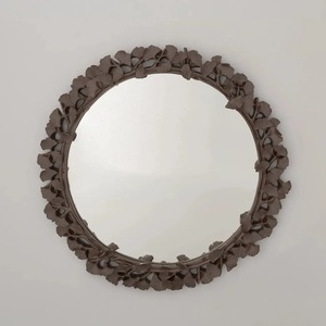 Black Leaf Shaped Design Edge Round Mirror Perfect For Living Room Wall Decor Adds Natural Inspired Elegant Look From India - Product Image 6