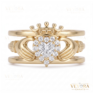 Exquisita cubierta de joyería de plata de ley 925 maciza con detalle de corazón Claddagh y halo oura para anillo inteligente sofisticado - Product Image 3