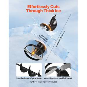 Foret à glace en acier haute résistance de 32 pouces, résistant aux intempéries, spirale, pointe centrale de remplacement, modèle électrique à essence pour la pêche - Product Image 3