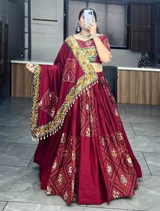 Último diseñador puro rayón algodón Badhani impreso Kodi trabajo Lehenga Choli por FabZone - Product Image 5