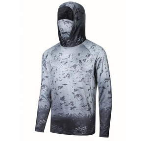 Sweat-shirts à capuche personnalisés avec logo, à manches longues, à séchage rapide, pour la pêche, protection UV UPF 35, en Spandex/Polyester pour hommes - Product Image 1