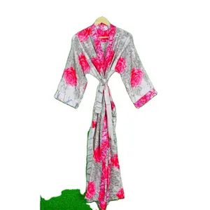 Ấn Độ handmade kimono cổ điển Áo bikini che phủ lên lụa Canada Kimono đẹp lụa áo choàng tuần trăng mật mặc kimono