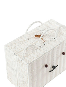 Elegant Rattan Basket <b>Suitcase</b> Handmade Woven Kids <b>Storage</b> Basket Toy Organizer Decorative Carry Basket Bag Nursery Room Decor - Product Image 5