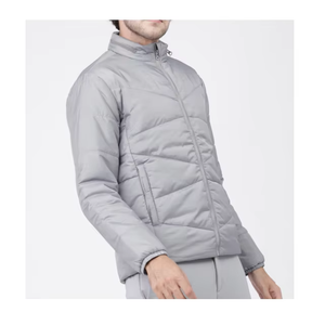 Light Gray Silver Custom Men <b>Padded</b> Jacket Stand Collar Lightweight Quilted Zip Winter Coat OEM Factory Premium Outerwear - Product Image 3