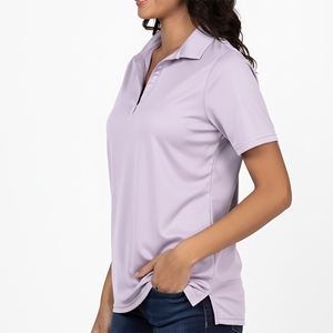 Camisas Polo Casuales para Mujer, Diseño Personalizado, Cuello en V, Color Sólido, Manga Corta, Logotipo Personalizado, Corte Ajustado, Algodón - Product Image 5