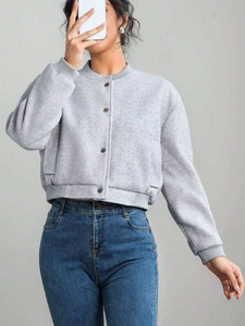 Wholesale Custom Womens Fashion Ribbed Letterman <b>Jacket</b> <b>Long</b> Sleeve Chenille Embroidery Logos Casual Baseball Breathable - Product Image 3