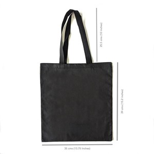 Sac fourre-tout en toile noire 35x39cm avec poignée épaule pour les courses quotidiennes - Product Image 1