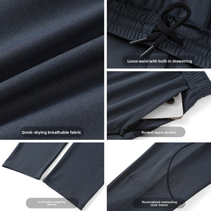 PHANTOM IMPEX Pantalon de survêtement pour homme en Spandex/Nylon noir, taille élastique avec cordon de serrage, respirant, séchage rapide, léger, décontracté - Product Image 6