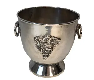 Balde de champanhe banhado a prata com decoração de uvas, refrigerador de vinho para festas internas e externas, personalizável