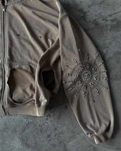 Sudadera con Capucha Extra Grande con Adornos de Copos de Nieve de Diamantes de Imitación, Chaqueta con Cierre de Felpa Francesa para Hombre, Ropa Casual de Otoño - Product Image 2