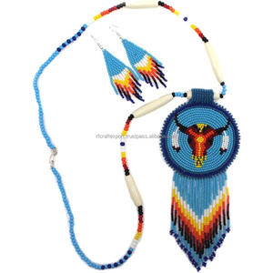 Handmade Glassseed Beaded <b>Medallion</b> Pendant Necklace Unisex <b>Gold</b> Plated Custom Geometric Design for Anniversary Occasions - Product Image 5