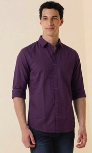 Camisa Casual de Manga Larga para Hombre Enovate, Cuello Clásico, Color Sólido, Transpirable, Tejido Popelina de Algodón - Product Image 2