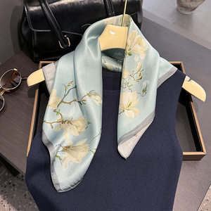 100% Silk <b>Square</b> Scarf for Women Real Mulberry Silk Hijab Scarves Lady Fashion Luxury <b>Headband</b> Shawl Wrap Kerchief Bandana - Product Image 1