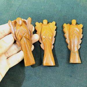 Venta al por mayor de hermosas figuras de ángeles de piedra roja natural de 3 pulgadas, talladas a mano, figuras de hadas, torres de cristal, artesanías de ángeles - Product Image 1
