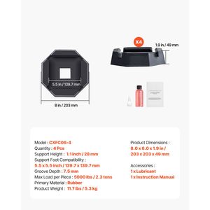 Set di 4 Cuscinetti Livellanti per Camper, Ampia Superficie in Gomma, Stabilizzatori per Rimorchio, Ogni Cuscinetto con Capacità di 5000 Libbre - Product Image 3
