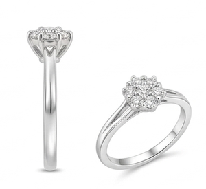 14K White Gold Luxury Flower Cluster Diamond Engagement <b>Ring</b> 0.5ct Brilliant <b>Split</b>-Shank Bridal Gift Jewelry - Product Image 4