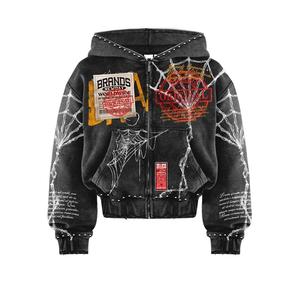 Conjunto Deportivo con Capucha para Hombre SPLENDID APPAREL, Estampado de Telaraña Roja y Negra, Poliéster, Estilo Urbano, Ropa de Verano, Manga Larga, Pantalones Cortos - Product Image 5