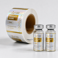 Étiquettes vierges pour flacons de peptides à haute adhérence, autocollants en vinyle imperméables pour flacons en verre de laboratoire
