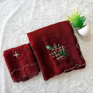 Sari en satin Khatli Work Royale Fandy, sari en satin fait main, sari de créateur de luxe avec broderies Dana pour un look élégant - Product Image 3