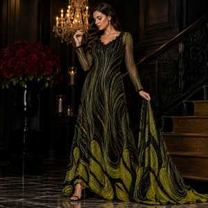 Black <b>Red</b> Embroidered Formal Evening Gown Suit for Women Designer Party Wear Floor-Length Dress <b>Sequins</b> Sheer Sleeves Indian - Product Image 3