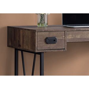 48\"l Home Office Laptop <b>Computer</b> Desk Brown Laminate Black Metal Transitional Featuring Storage Drawers for <b>Workstation</b> - Product Image 3
