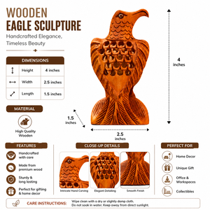 Escultura de águila de madera hecha a mano, estatua decorativa artística para la decoración del hogar y la sala de estar - Product Image 5