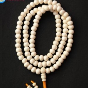 Mala de prière imprimé découpé à la presse, 108 perles rondes en os blanc - Product Image 5