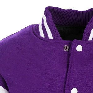 <b>Men's</b> Purple <b>White</b> letterman <b>jacket</b>/letterman <b>jacket</b> Cotton Polyester Preppy Style Turn-down Collar Regular Sleeve Autumn Casual - Product Image 5