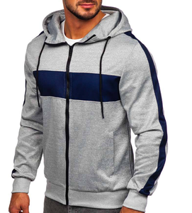 Sweat-shirt à capuche long en polyester respirant et léger avec blocs de couleur contrastés personnalisés pour hommes - Product Image 3