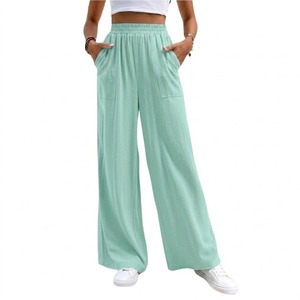 กางเกงจ็อกเกอร์ขายส่งสำหรับผู้หญิง กางเกงขายาวผ้าฝ้าย 100% ระบายอากาศได้ดี เนื้อผ้านุ่ม ทรงหลวม ขากว้าง ทรงตรง กางเกงวอร์ม มีจำหน่าย - Product Image 4