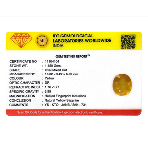 พลอยแซฟไฟร์สีเหลืองทรงรีขนาด 5.75 กะรัต สำหรับเครื่องประดับชั้นดี - Product Image 4