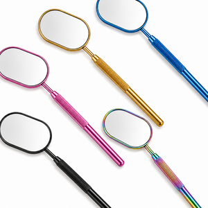 Personalized Handheld Oval Makeup Mirror Metal <b>Frame</b> Gold Plated Single Side <b>Pink</b> Blue Black Rainbow Finish - Product Image 1