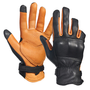 <b>Full</b> Finger Cowhide Racing Gloves With Adjustable Wrist Strap For Riding Outdoor Activities Unisex Non <b>Slip</b> Protection - Product Image 1