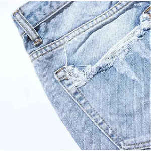 Shorts de Mezclilla Clásicos de Verano para Hombre, de Secado Rápido y Personalizados, 100% Algodón, Estilo Casual Desgastado - Product Image 3