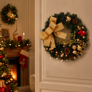 2026 New Flocked Snowy Christmas Wreath Artificial Wreath for <b>Front</b> <b>Door</b> Wall Hanging Christmas Home <b>Decor</b> Cus - Product Image 5
