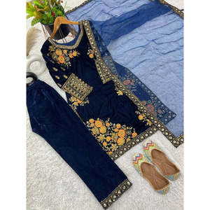 ชุดเดรสงานพรอมดีไซน์เนอร์พร้อมชุดเดรสปักลายด้านบนและด้านล่างของ Dupatta - Product Image 4