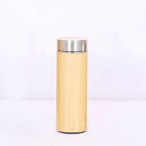 <b>Cheap</b> Eco Friendly Stainless Steel Bamboo Vacuum Insulated Leak-Proof Temperature Display Bottle Lid 12-24 Hours Thermal - Product Image 1