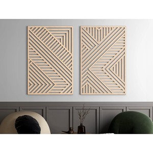 Ensemble d'art mural géométrique en bois de pin artisanal |   Décoration murale en bois naturel |   Vente en gros - Product Image 2