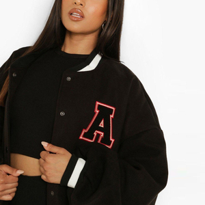 Women Varsity Jacket Cotton Polyester Knitted | Classic College Baseball Letterman Jacket Custom Logo Embroidery Option - Product Image 6