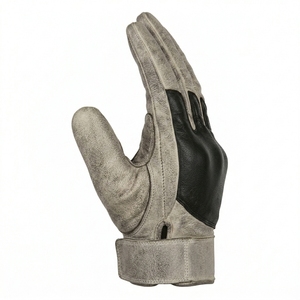 Guantes de cuero para motocicleta con cierre de gancho y bucle, antideslizantes, para hombre, guantes de verano para motociclismo. - Product Image 4